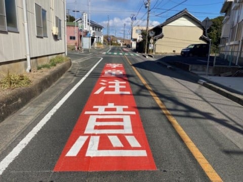 通学路としての認識をより高める為に横断歩道を グリーンに塗装